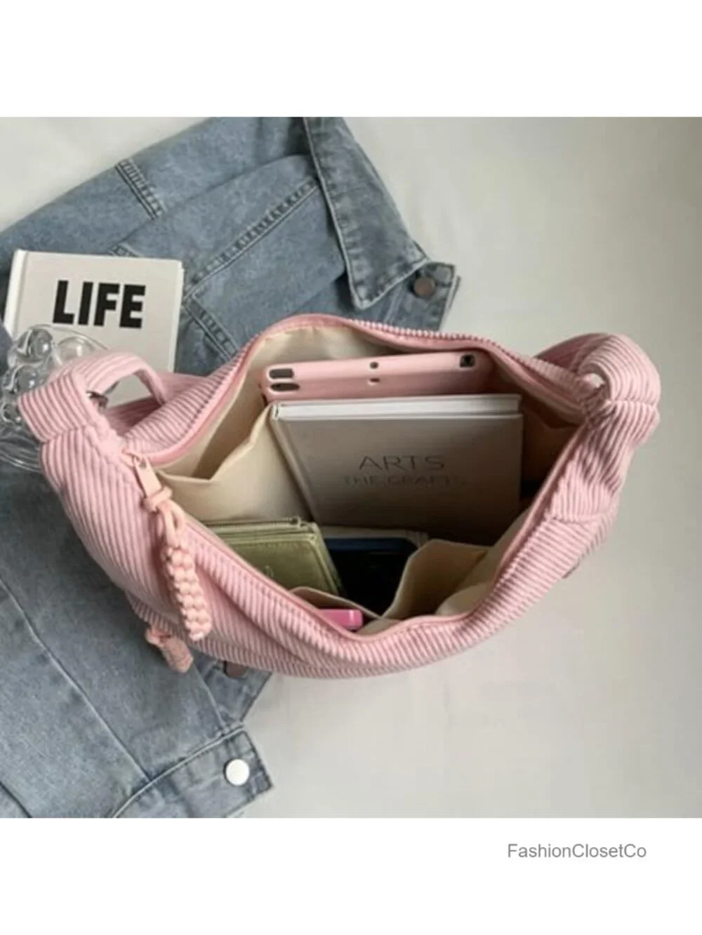 Retro Nylon Canvas Corduroy Hobo Crossbody Bag Crescent Shoulder Bag Slouchy